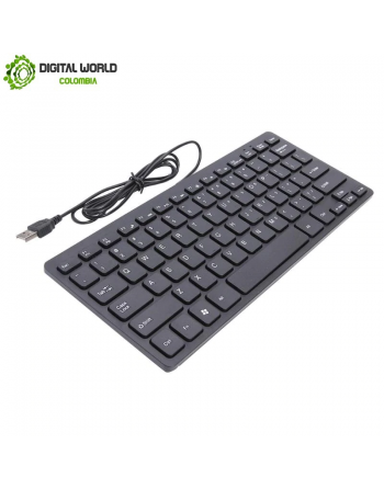 Mini teclado 2.4G inalámbrico delgado luz 78 teclas USB multimedia pequeño  para PC, computadora portátil (negro)