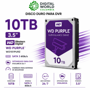 Disco Duro 10TB para DVR Western Digital Purple 3.5" SATA 3 6G WD101PURZ