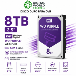 Disco Duro 8TB para DVR Western Digital Purple 3.5" SATA 3 6G WD84PURZ