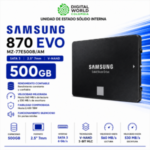 Disco Sólido Samsung 870 EVO 500GB SATA III 2.5 SSD MZ-77E500B/AM