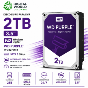 Disco para DVR 2TB Western Digital Purple 3.5 SATA3 WD22PURZ