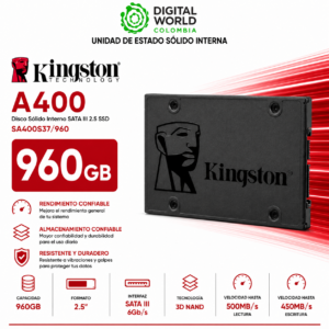 Disco Sólido Kingston A400 960GB SATA III 2.5 SSD SA400S37/960