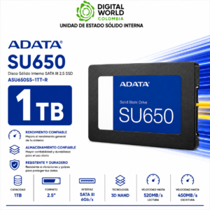 Disco Sólido ADATA SU650 1TB SATA III 2.5 SSD ASU650SS-1TT-R