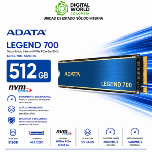 Disco Sólido ADATA Legend 700 512GB NVMe PCIe Gen3 M.2 SSD