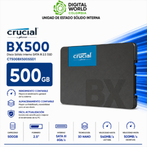 Disco Sólido Crucial BX500 500GB SATA III 2.5 SSD CT500BX500SSD1