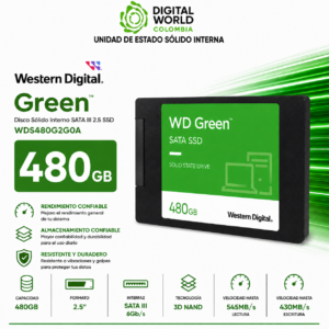 Disco Sólido Western Digital Green 480GB SATA III 2.5 SSD WDS480G2G0A
