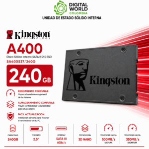 Disco Sólido Kingston A400 240GB SATA III 2.5 SSD SA400S37/240G