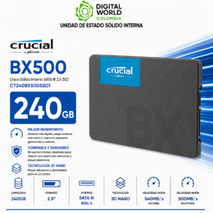 Disco Sólido Crucial BX500 240GB SATA III 2.5 SSD CT240BX500SSD1