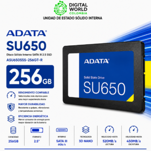 Disco Sólido ADATA SU650 256GB SATA III 2.5 SSD ASU650SS-256GT-R