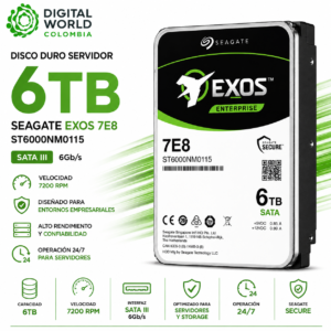 Disco Duro Servidor Seagate Exos 7E8 6TB SATA III 7200RPM Enterprise ST6000NM0115