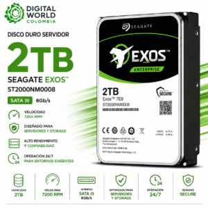 Disco Duro Seagate Exos Enterprise 2TB SATA III 7200RPM Servidor ST2000NM0008