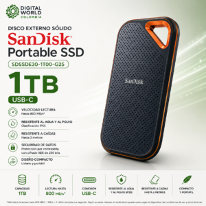 Disco Externo Sólido SanDisk Portable SSD 1TB USB-C SDSSDE30-1T00-G25