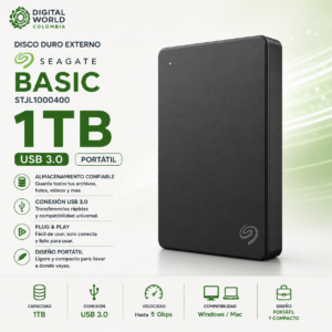 Disco Duro Externo Seagate Basic 1TB USB 3.0 Portátil STJL1000400