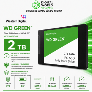 Disco Sólido Western Digital Green 2TB 3D NAND SATA III 2.5 SSD WDS200T2G0A