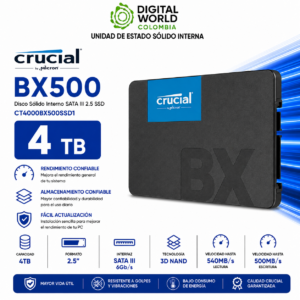 Disco Sólido Crucial BX500 4TB SATA III 2.5 SSD CT4000BX500SSD1