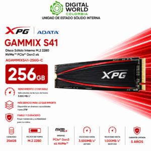 Disco Sólido ADATA XPG GAMMIX S41 256GB NVMe PCIe Gen3 M.2 SSD AGAMMIXS41-256G-C