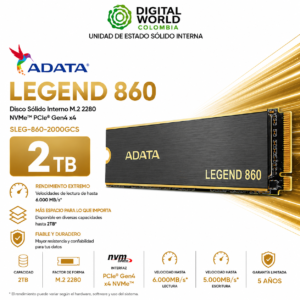 Disco Sólido ADATA LEGEND 860 2TB NVMe PCIe 4.0 M.2 SSD SLEG-860-2000GCS