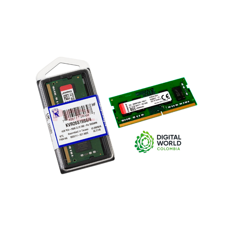 Memoria RAM DDR4 Kingston 4Gb 2666MHz para Portatil KVR26S19S6/4
