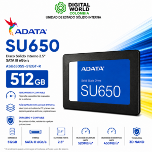 Disco Sólido ADATA SU650 512GB SATA III 2.5 SSD ASU650SS-512GT-R