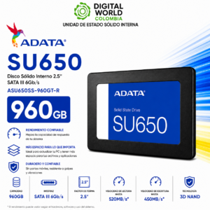 Disco Sólido ADATA SU650 960GB SATA III 2.5 SSD ASU650SS-960GT-R