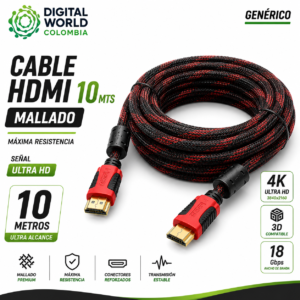 Cable HDMI 10M Mallado | Resistencia Pro