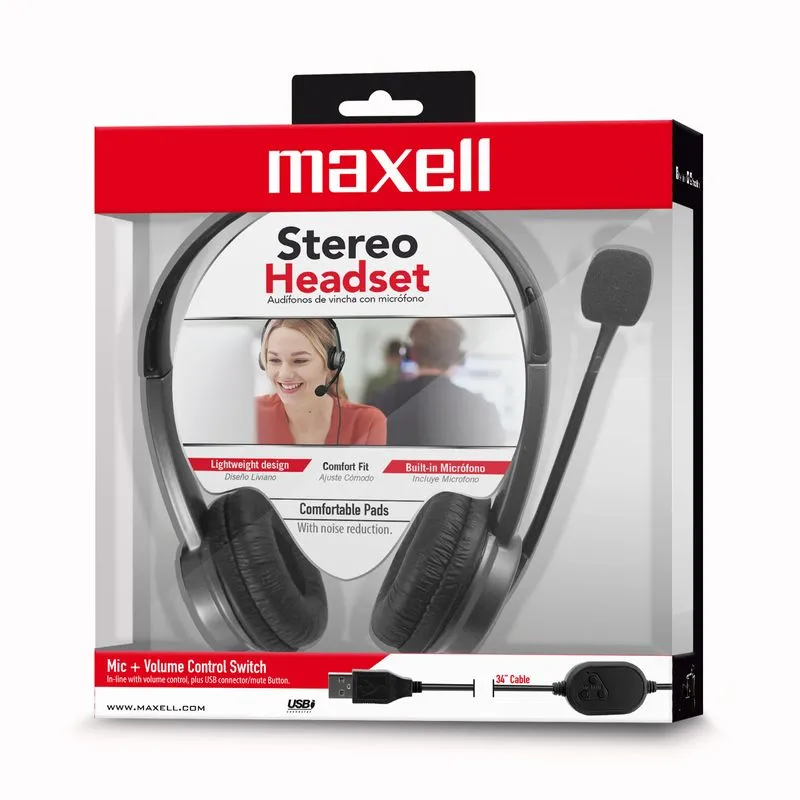 DIADEMA MAXELL HS MIC MIDSIZE W/BOOM USB - Andino Tecnología