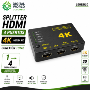 Splitter HDMI 4 Puertos 4K | Conexión Total