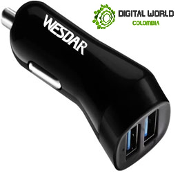 CARGADOR PARA CARROS WESDAR 3.4A