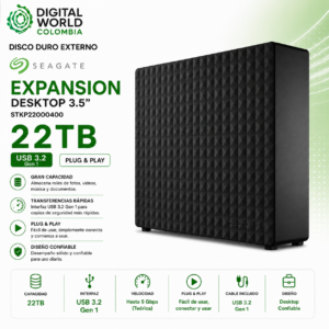 Disco Duro Externo Seagate Expansion Desktop 22TB USB 3.2 3.5" STKP22000400