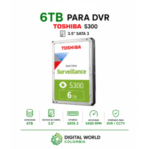 Disco Duro 6TB para DVR Toshiba S300 3.5" SATA 3 HDWT860UZSVA