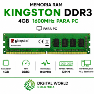 Memoria RAM Kingston DDR3 8GB 1333MHz para PC KVR1333D3N9/8