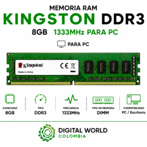 Memoria RAM Kingston DDR3 4GB 1600MHz para PC KVR16N11/4