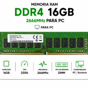 Memoria RAM Kingston DDR4 16GB 2666MHz para PC KVR26N19D8/16