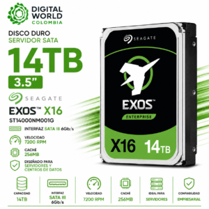 Disco Duro Servidor Sata 14tb Seagate Exos X16 7200 RPM 256MB ST14000NM001G