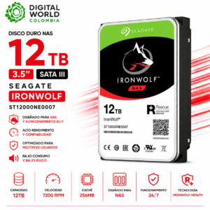 Disco Duro Nas 12tb Seagate Ironwolf 7200 RPM 256MB ST12000NE0007