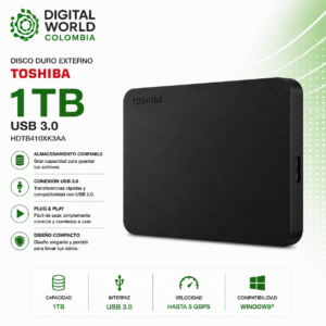 Disco Externo 1TB Toshiba Canvio Basics USB 3.0 HDTB410XK3AA