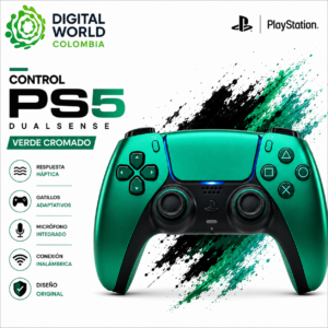 Control PS5 DualSense Cromado Azul-Verde Edición Premium Inalámbrico