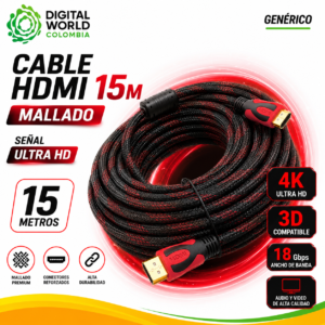 Cable HDMI 15M Mallado | Señal Ultra HD