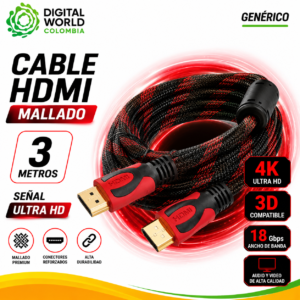 Cable HDMI Mallado 3Mts