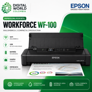 Impresora Portátil Epson WorkForce WF-100 Inalámbrica WiFi USB Batería Recargable
