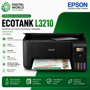 Impresora Multifuncional Epson EcoTank L3210 Sistema de Tinta Continua Original USB C11CJ68301