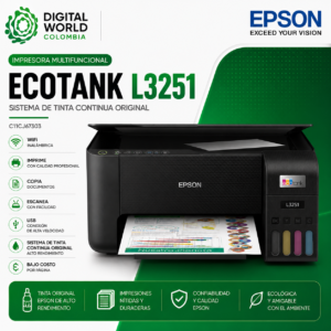 Impresora Multifuncional Epson EcoTank L3251 Sistema de Tinta Continua Original WiFi USB C11CJ67303