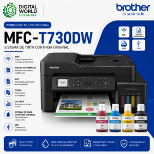 Impresora Multifuncional Brother MFC-T730DW Sistema de Tinta Continua Original WiFi Dúplex ADF USB