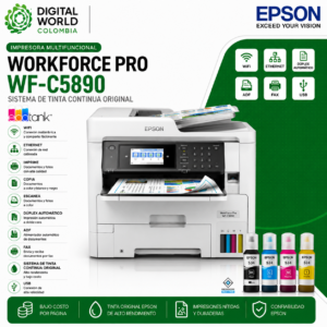Impresora Multifuncional Epson WorkForce Pro WF-C5890 Color WiFi Ethernet USB Dúplex ADF Fax
