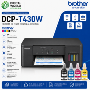 Impresora Multifuncional Brother DCP-T430W Sistema de Tinta Continua Original WiFi USB