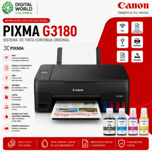 Impresora Multifuncional Canon PIXMA G3180 Sistema de Tinta Continua Original WiFi Dúplex Automático USB