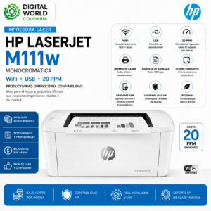 Impresora Láser HP LaserJet M111w Monocromática WiFi USB 20 PPM