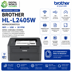 Impresora Láser Brother HL-L2405W Monocromática WiFi USB 30 PPM