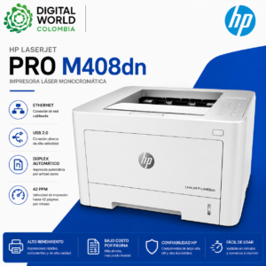 Impresora Láser HP LaserJet Pro M408dn Monocromática Ethernet USB Dúplex Automático 42 PPM