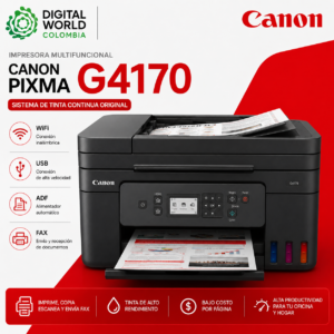 Impresora Multifuncional Canon PIXMA G4170 Sistema de Tinta Continua Original WiFi USB ADF Fax